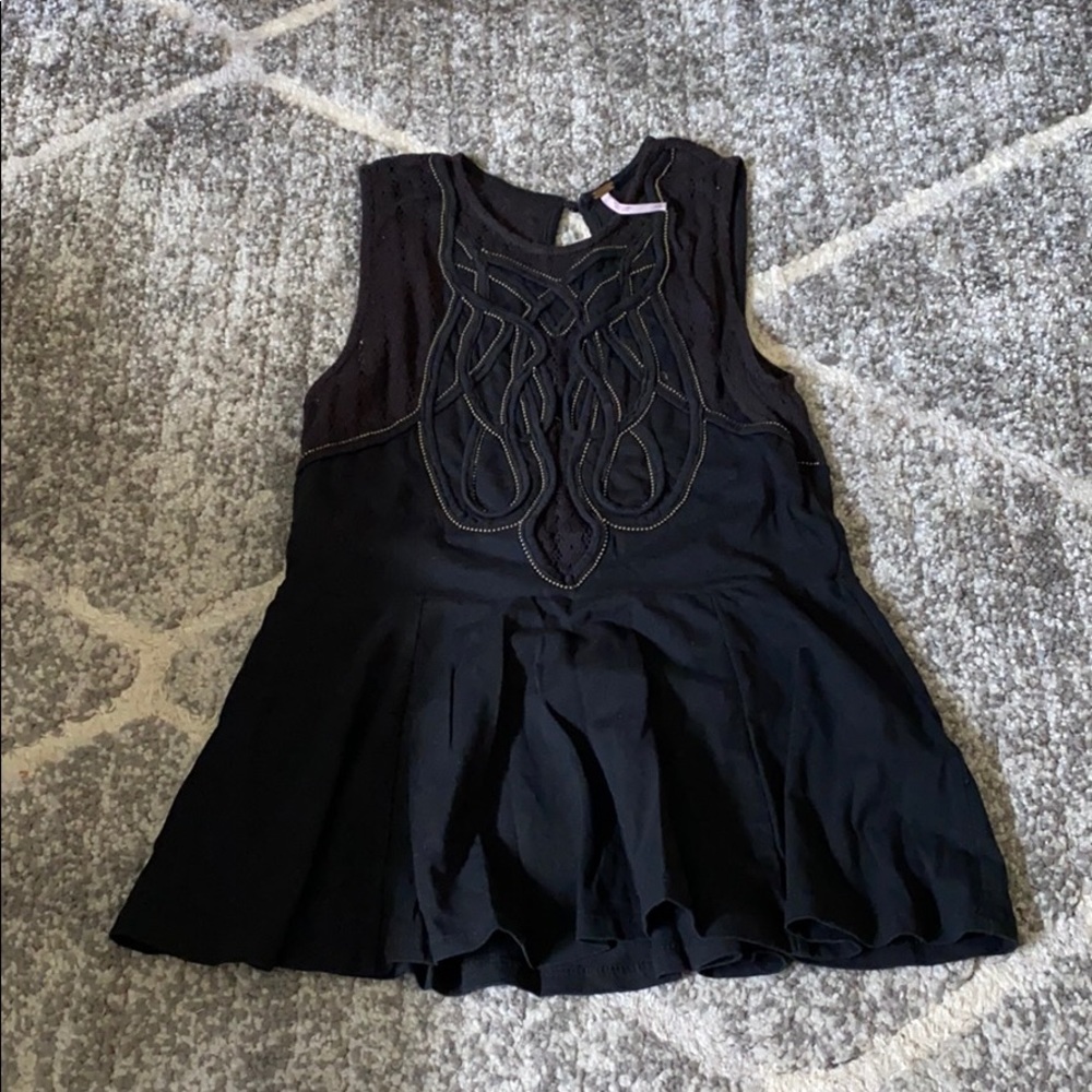 Free People Black And Gold Sleeveless Top Size S